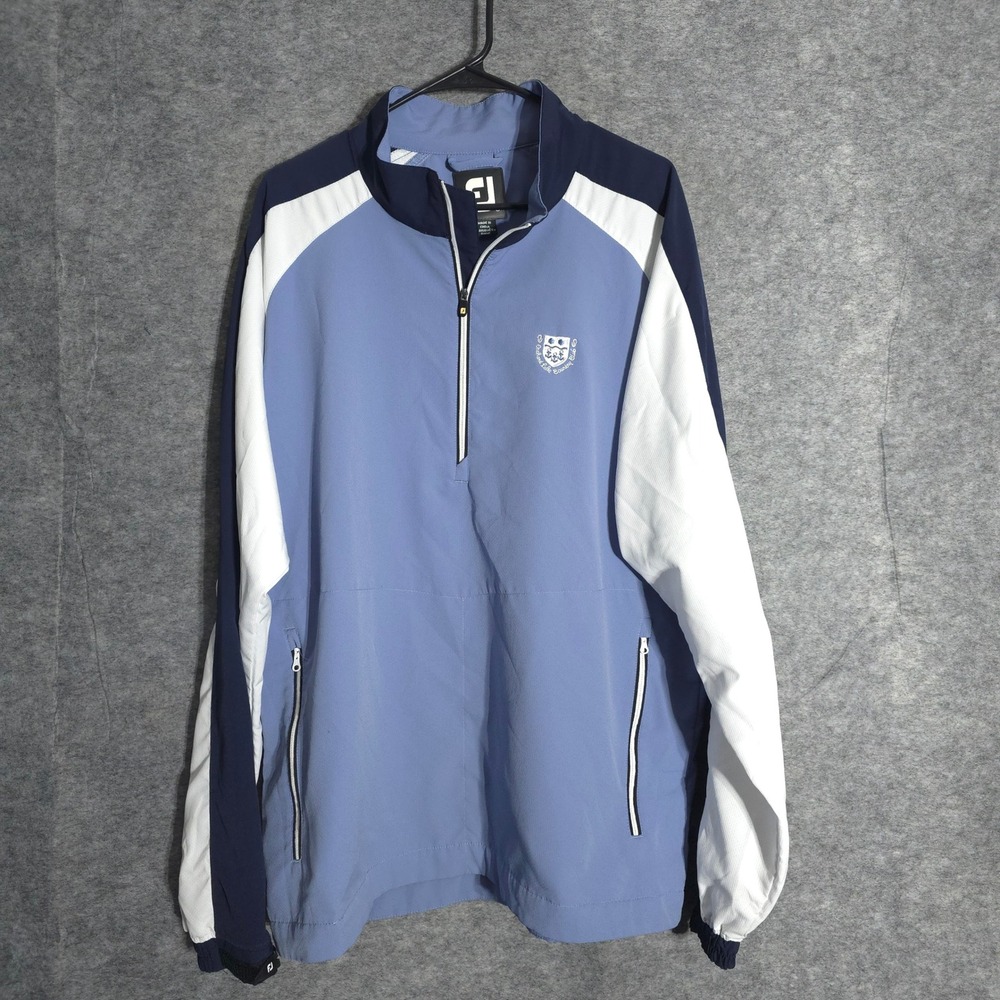 FootJoy 1/4 Zip Pullover Mens XL Blue Colorblock Golf Windbreaker Pockets Logo